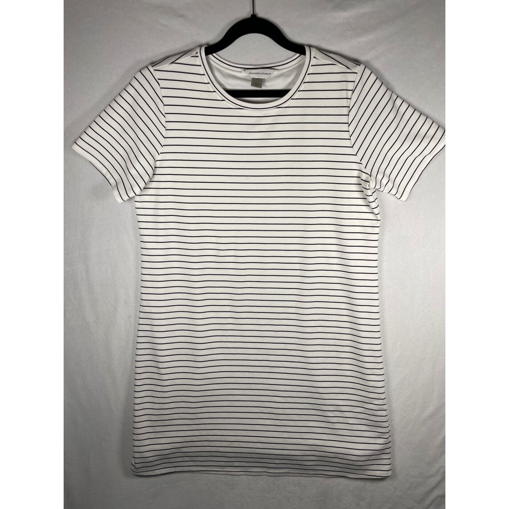 nautical stripe knit dress short sleeve fully‎ lined white navy M preppy capsule